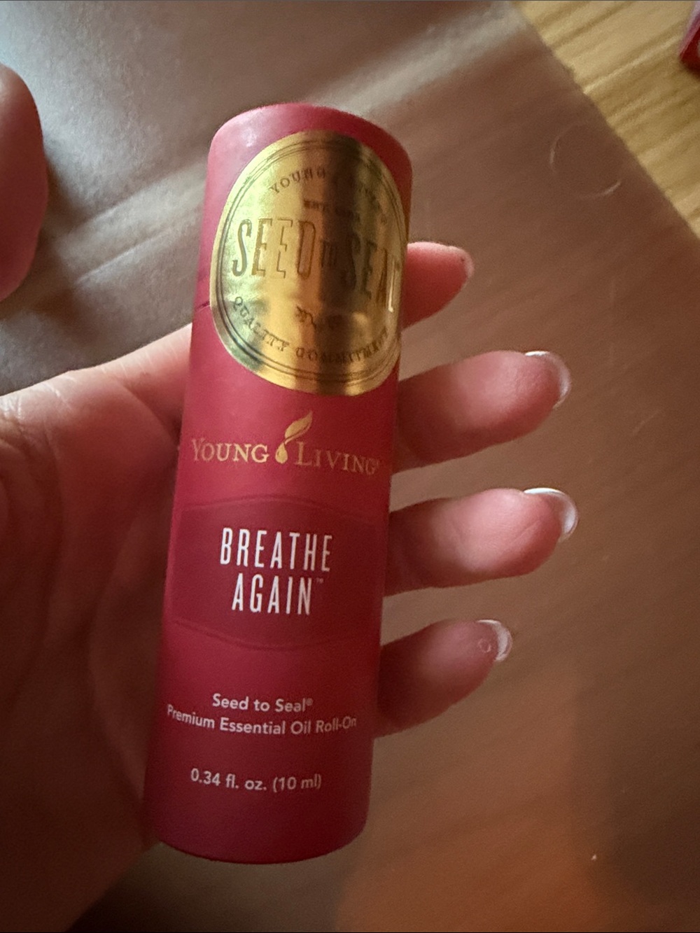 Young Living Breathe Again Essential Oil Roll-On - Red with Gold Seal